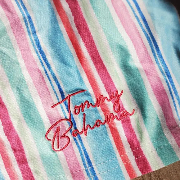 NWT Tommy Bahama Striped Sleeveless Girl Summer Dress Size 5 Blue Pink - Picture 3 of 13